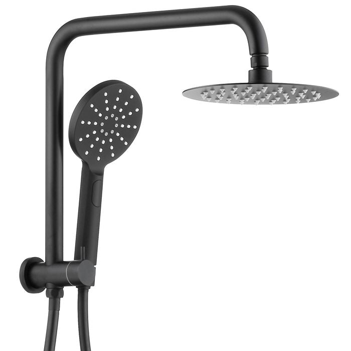 PAVIA Twin Shower Half Rail Top Inlet Round (200mm) - Matte Black