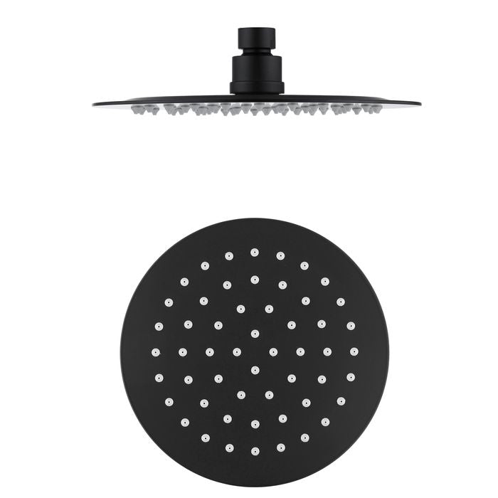 PAVIA Twin Shower Half Rail Top Inlet Round (200mm) - Matte Black