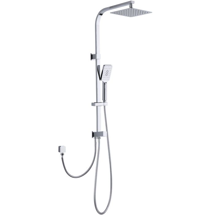 TARAN Twin Shower On Rail Bottom Inlet Square (200mm) - Chrome