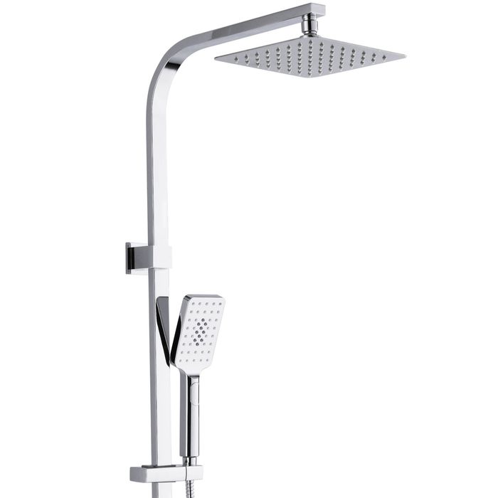 TARAN Twin Shower On Rail Bottom Inlet Square (200mm) - Chrome