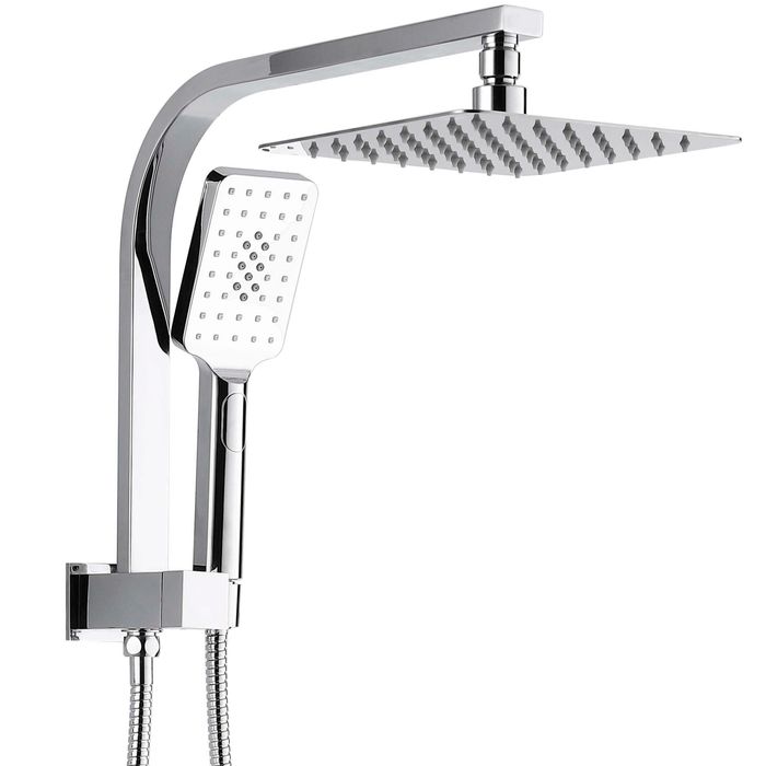 TARAN Twin Shower Half Rail Top Inlet Square (200mm) - Chrome