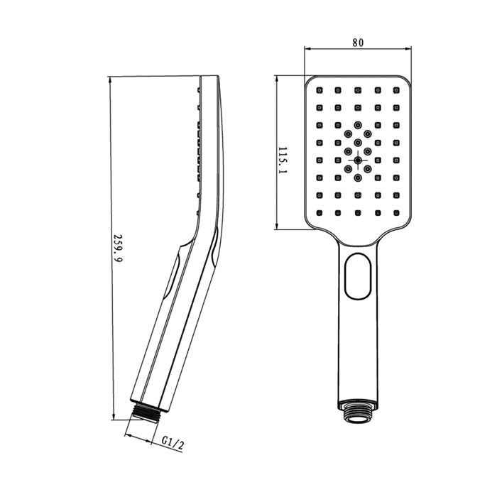 TARAN Twin Shower Half Rail Top Inlet Square (200mm) - Chrome
