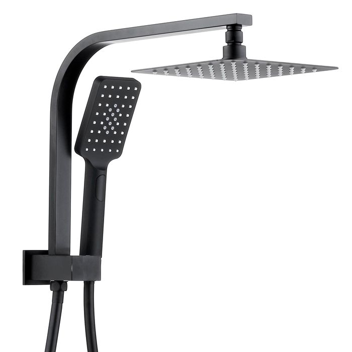 TARAN Twin Shower Half Rail Top Inlet Square (200mm) - Matte Black