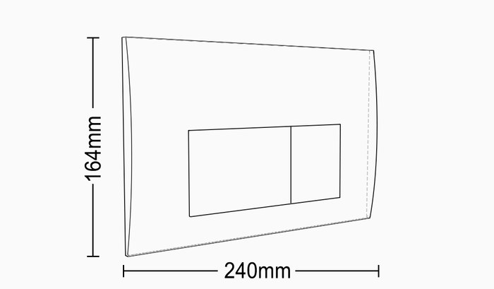 R&T Dual Flush Plate Curve square Chrome