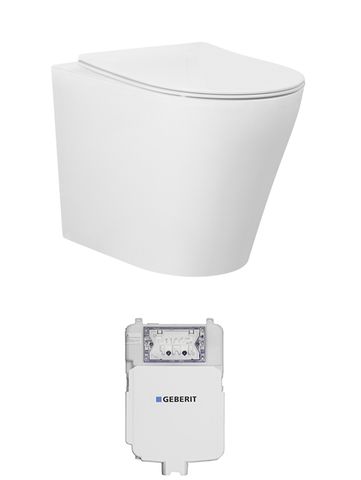 ALZANO Rimless Wall Faced Floor Toilet Pan - Matte White