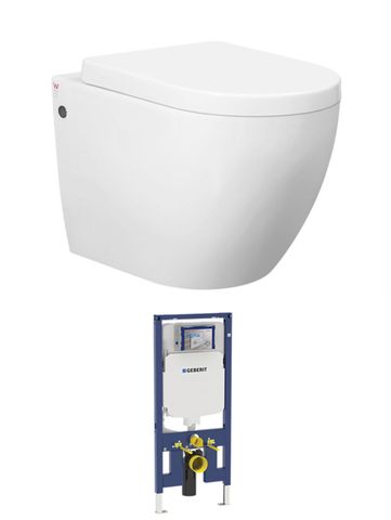 Voghera Rimless Wall Hung White Toilet Pan with Cistern