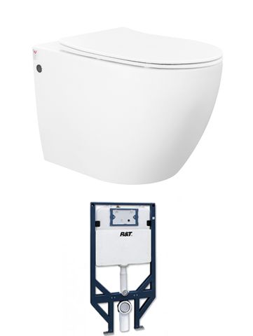 Voghera Rimless Wall Hung White Toilet Pan with Cistern