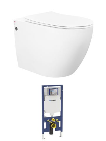 Voghera Rimless Wall Hung White Toilet Pan with Cistern