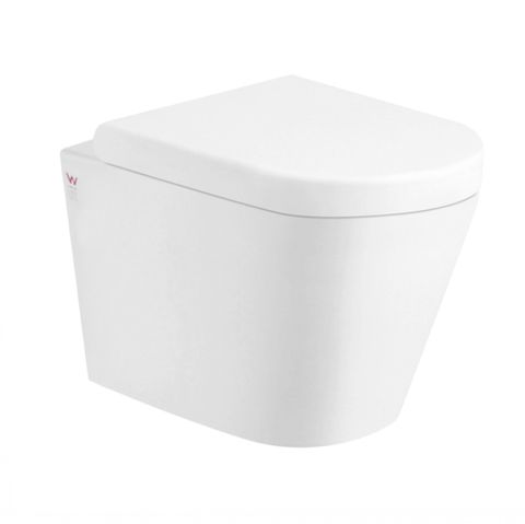 Alzano Rimless Wall Hung White Toilet Pan with Cistern