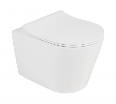 Alzano Rimless Wall Hung White Toilet Pan with Cistern