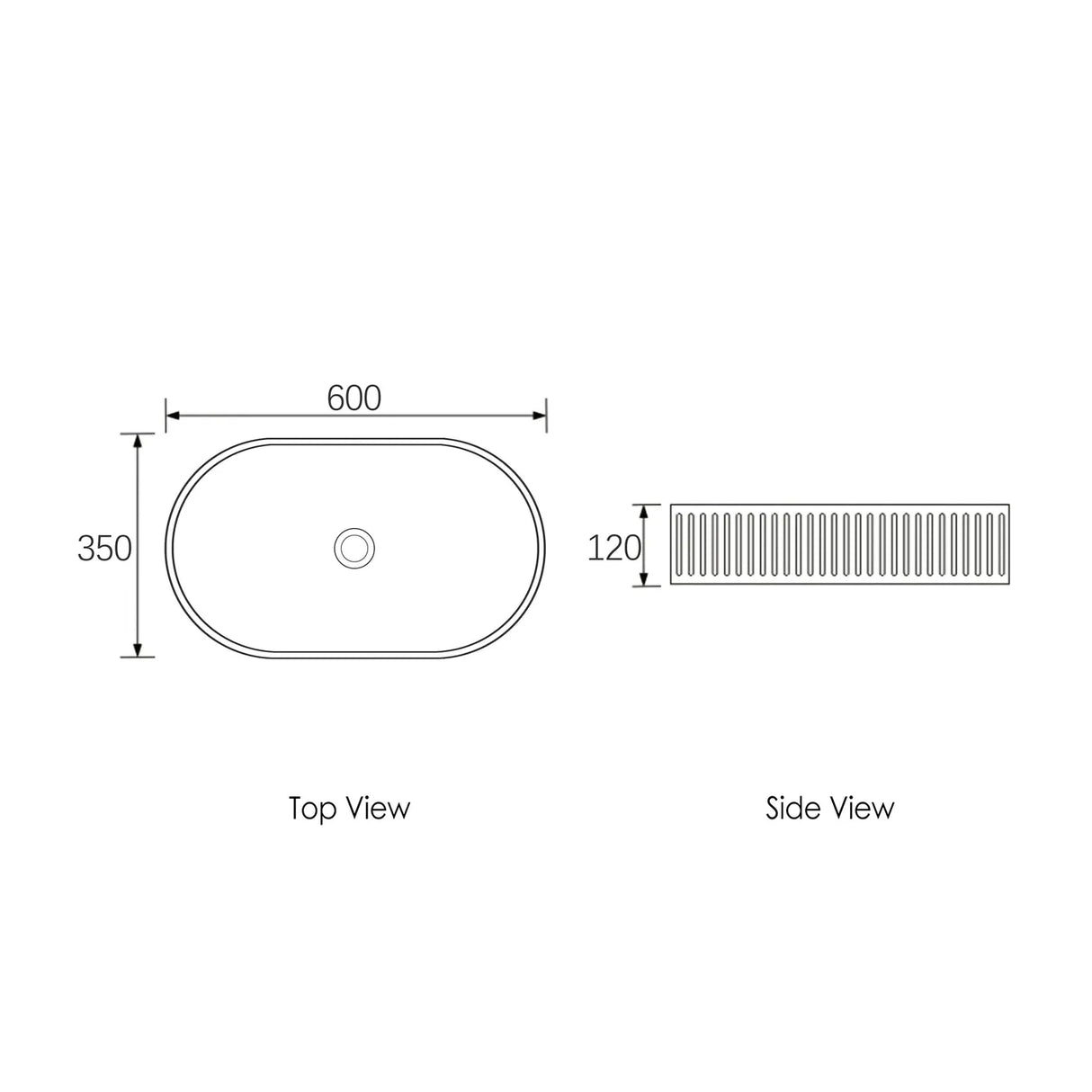 HUDSON Concrete White Basin (Oval:600x350x120)