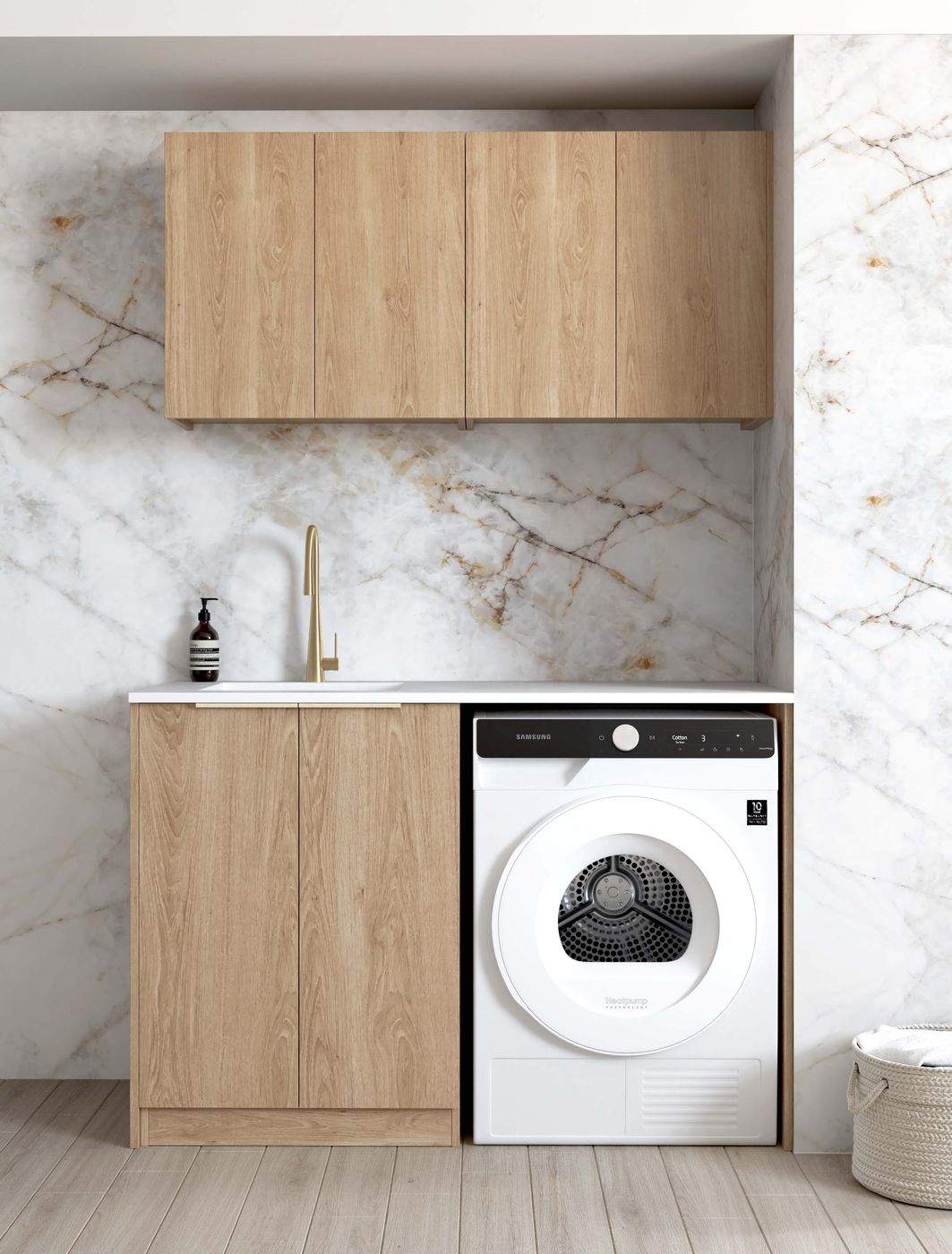 Byron Natural Oak Laundry Cabinet Set 1305x600x2100mm (Style B)