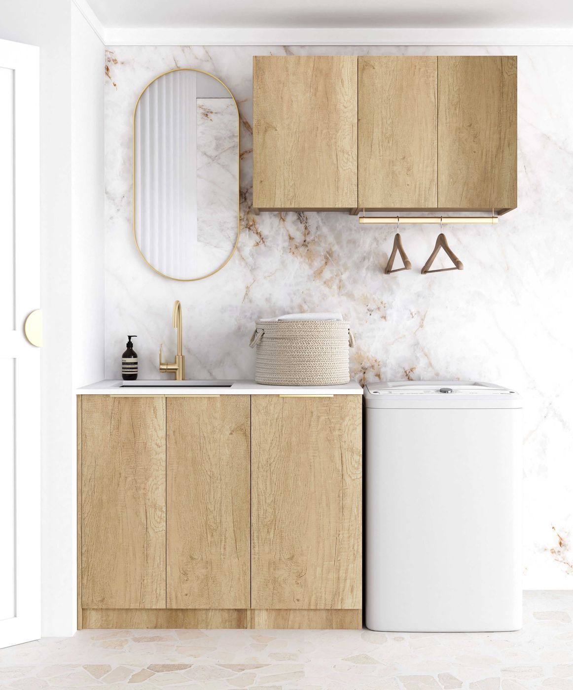 Byron Natural Oak Laundry Cabinet Set 1715x600x2100mm (Style A)