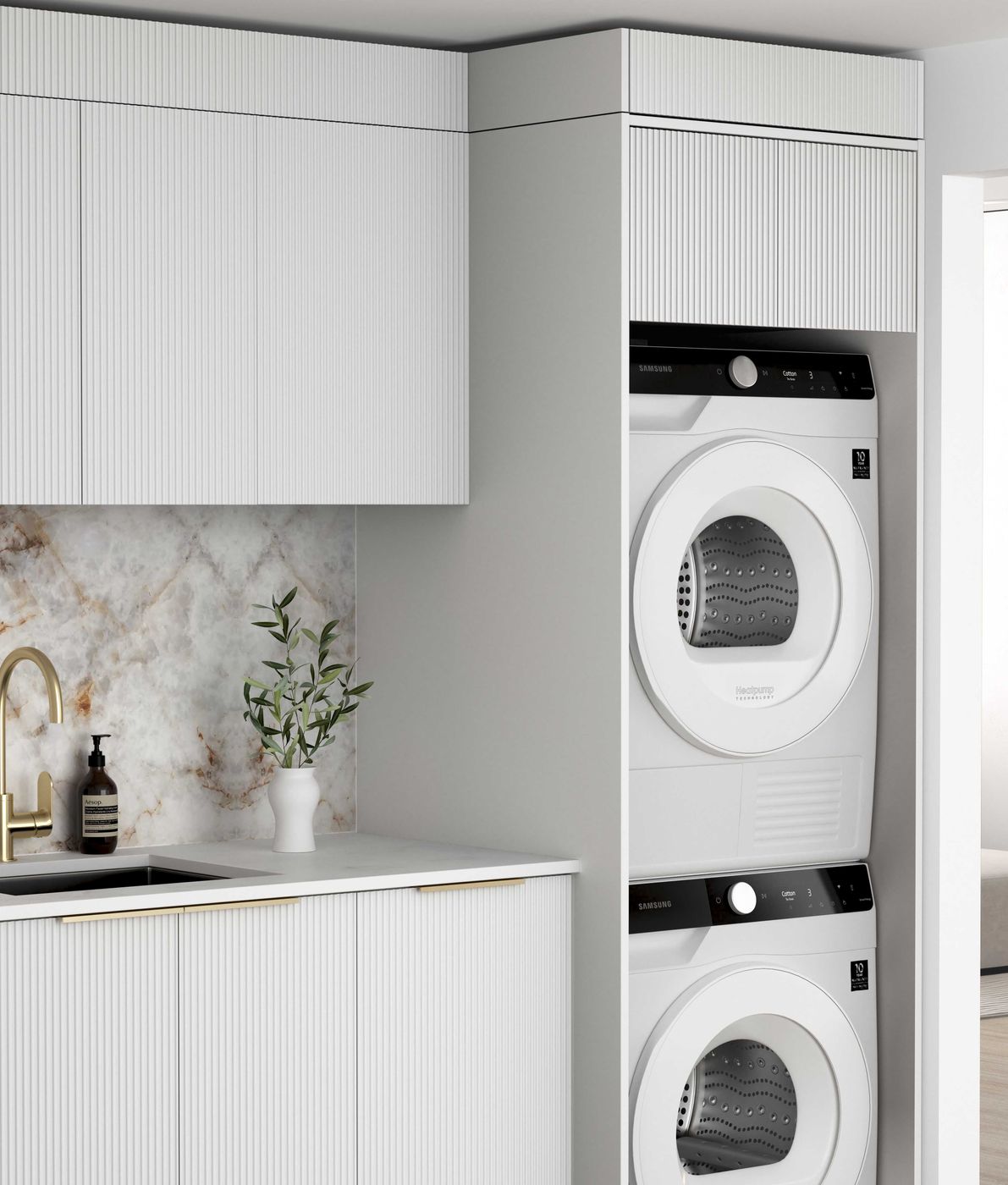 BURLEIGH White Laundry Cabinet Set 1715x600x2100mm (Style C)