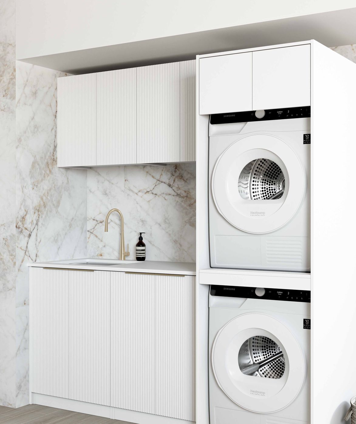 BURLEIGH White Laundry Cabinet Set 1960x600x2100mm (Style C)