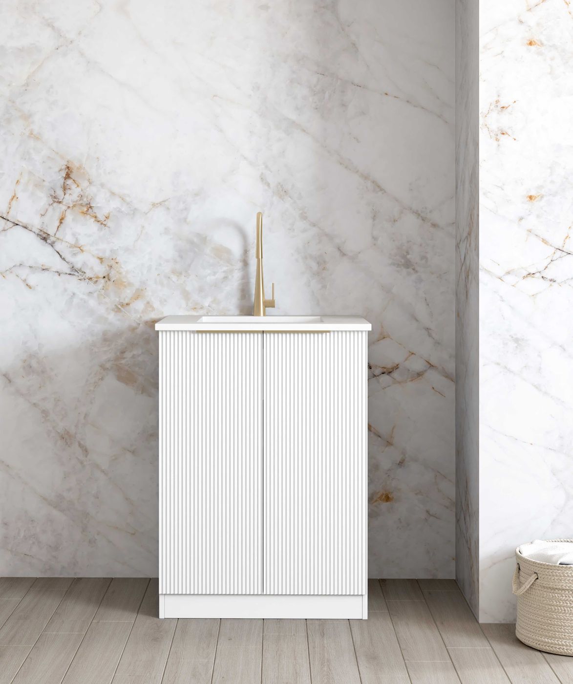 BURLEIGH White Mini Laundry Cabinet Set (650x600x900mm)