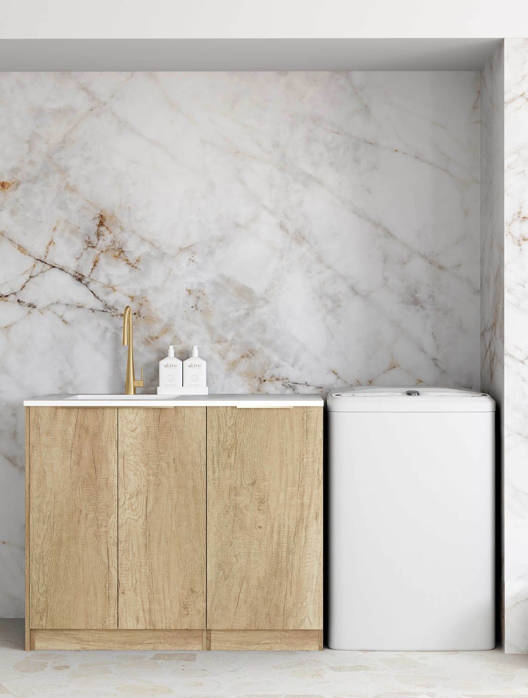Byron Natural Oak Laundry Cabinet Set 1060x600x900mm