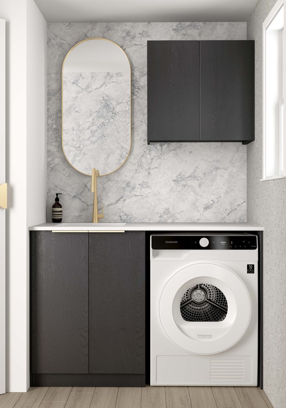 Byron Black Oak Cabinet Laundry Set 1305x600x2100 (Style A)