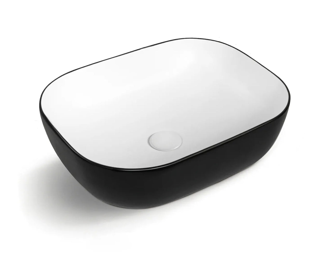 Matte Black and Gloss White Basin (Oval: 480x390x150)