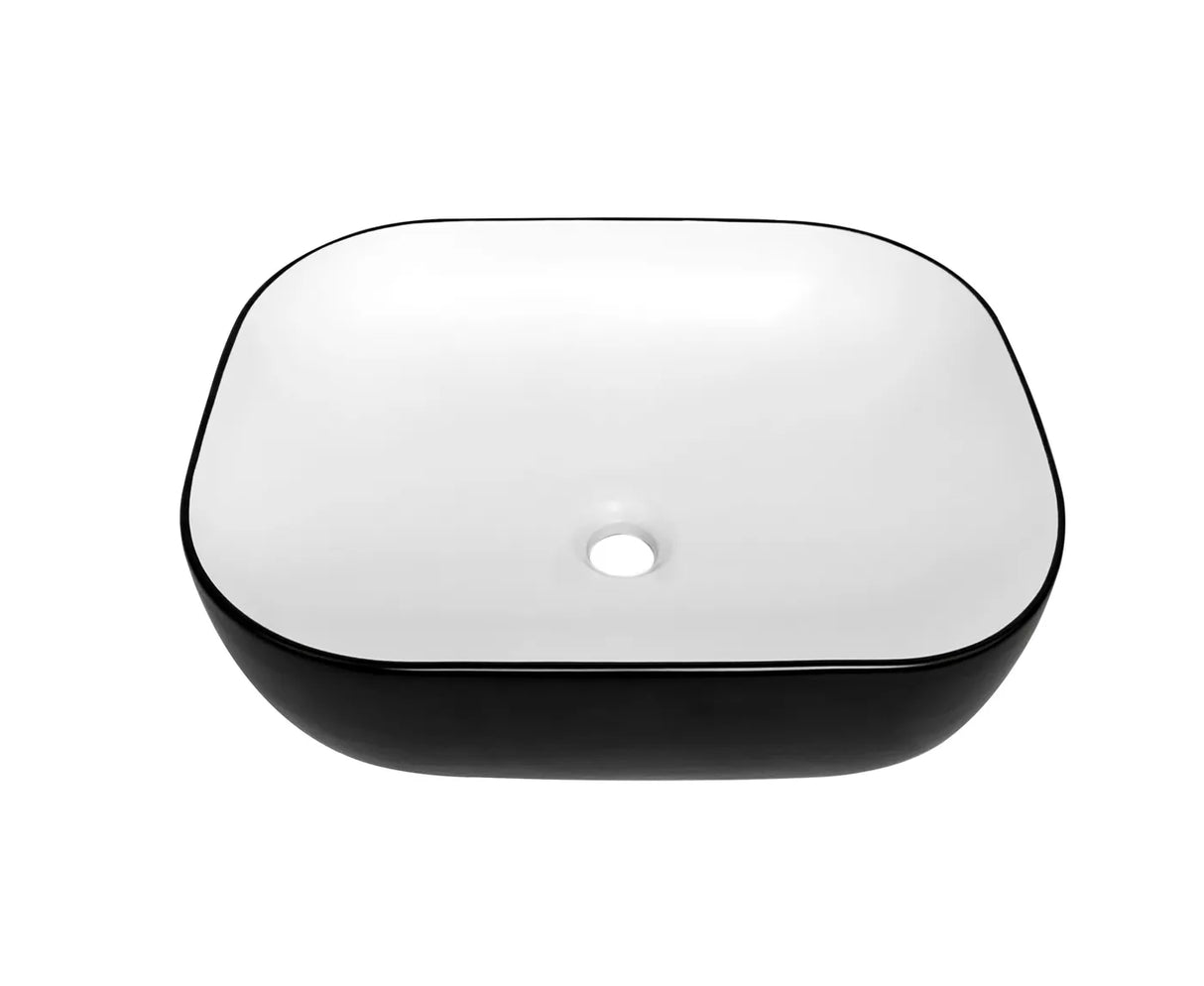 Matte Black and Gloss White Basin (Oval: 480x390x150)