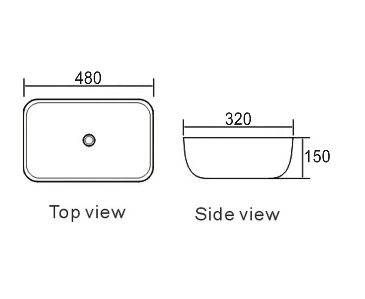 Matte Black and Gloss White Basin (Oval: 480x390x150)