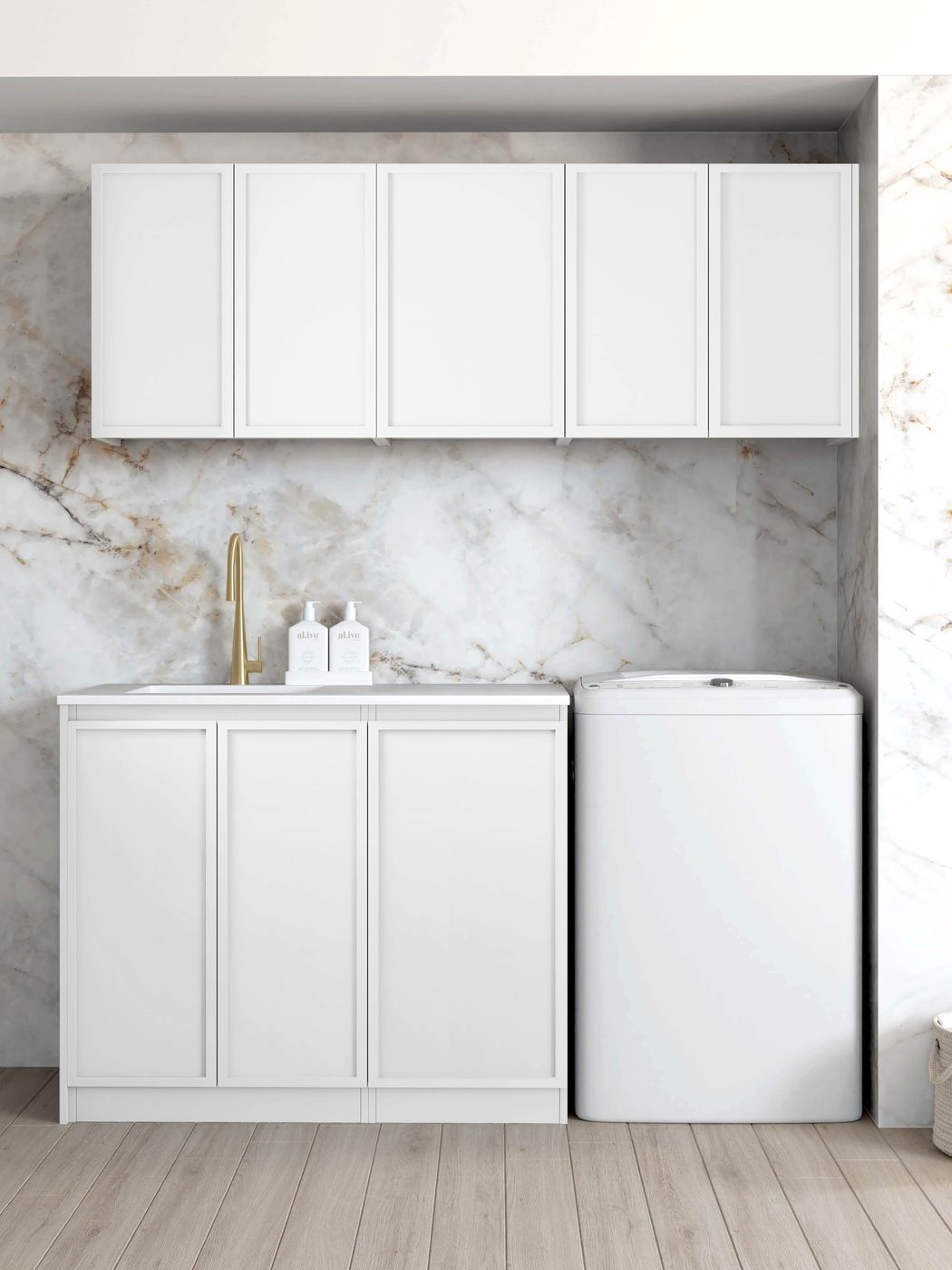 Hampshire White Laundry Cabinet Set 1715x600x2100 (Set B)