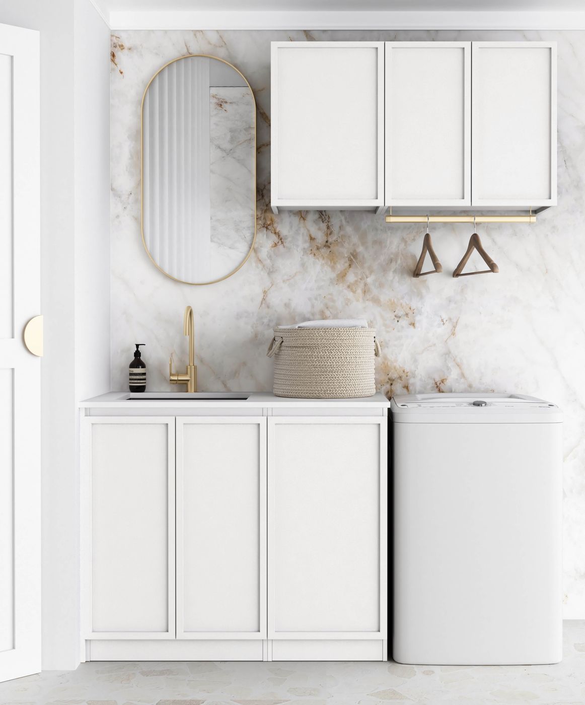 Hampshire White Laundry Cabinet Set 1715x600x2100 (Set A)