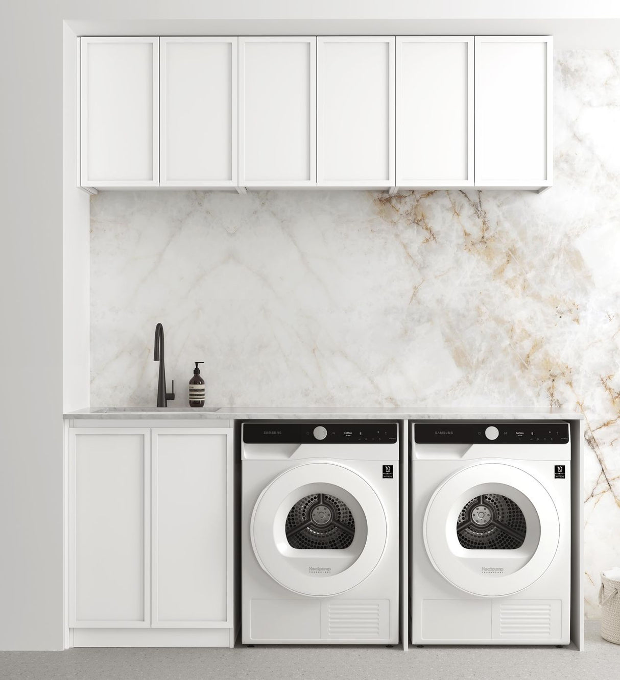 Hampshire White Laundry Cabinet Set 1960x600x2100 (Set A)