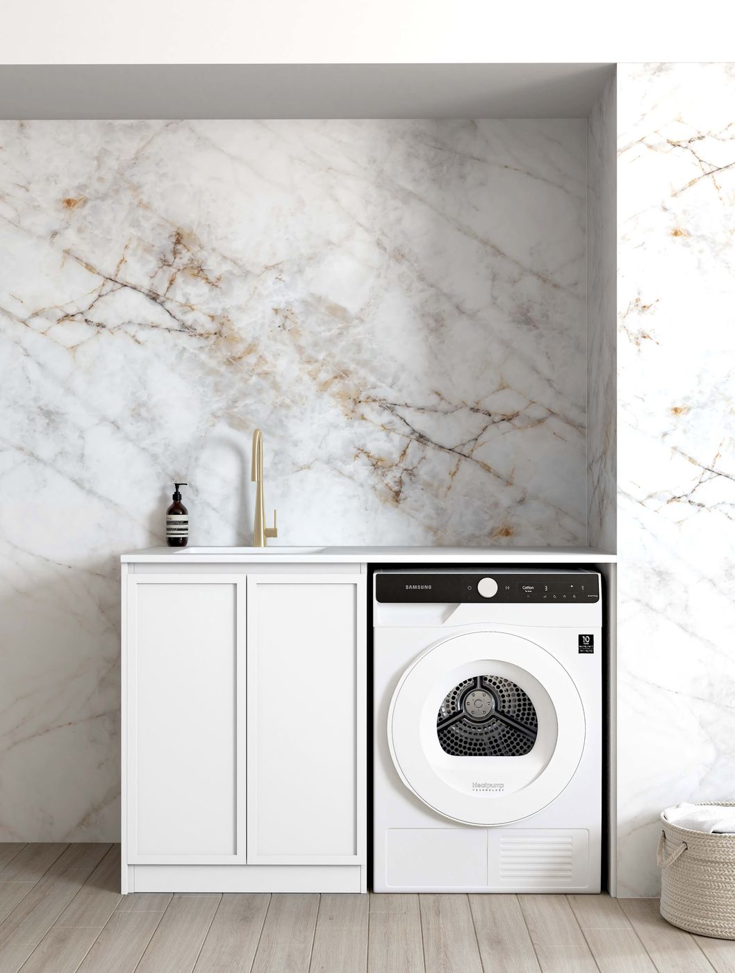 Hampshire White Base Laundry Cabinet Set 1300x600x900mm