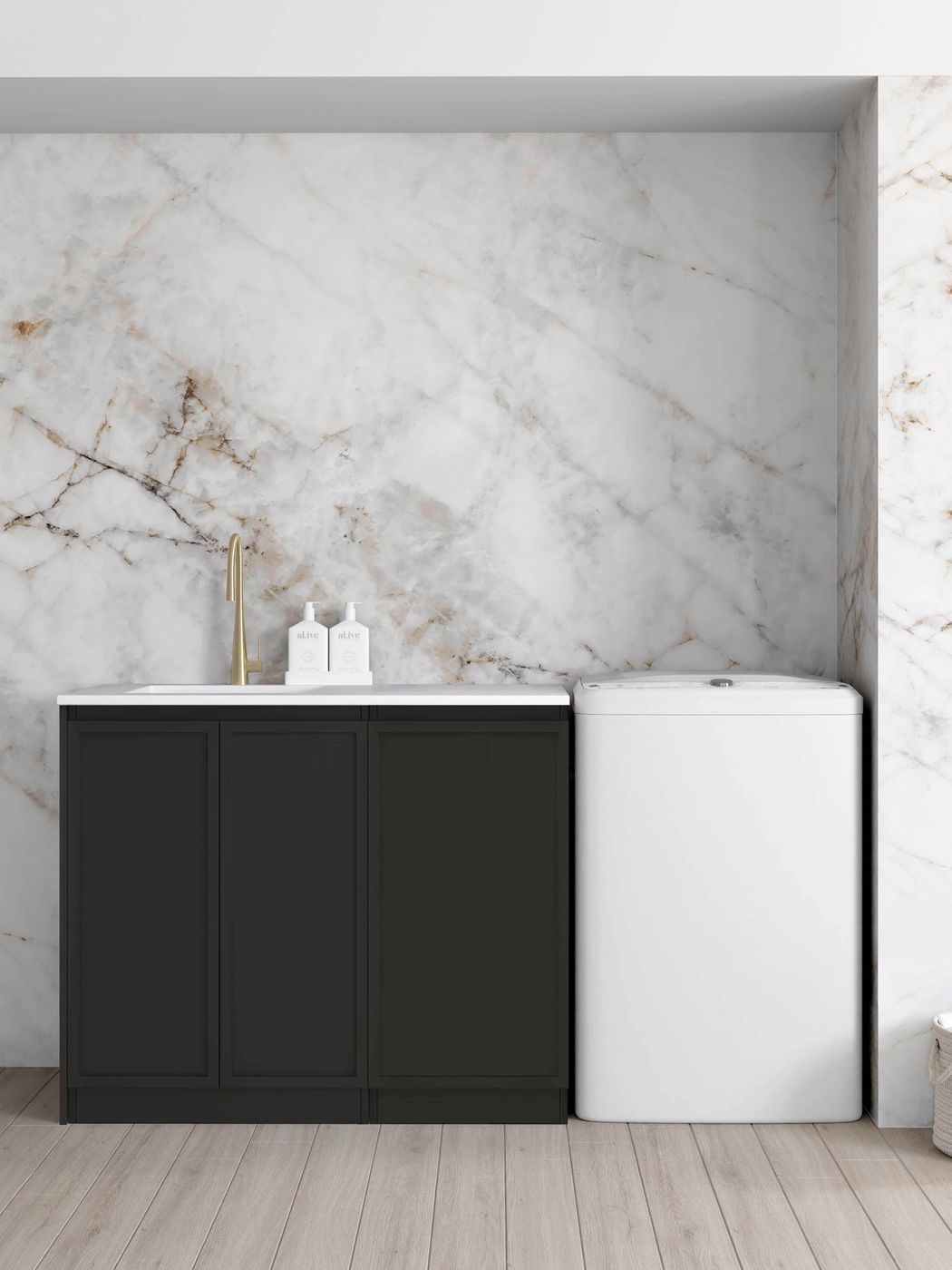 Hampshire Black Base Laundry Cabinet Set 1060x600x900