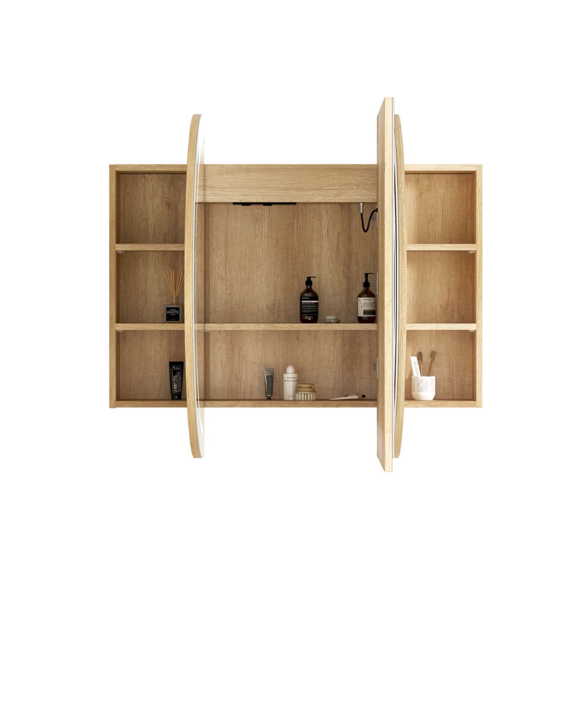COOGEE Front-Lit LED Natural Oak Shaving Cabinet W1500xH900mm