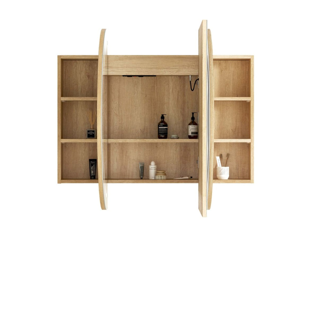 COOGEE Front-Lit LED Natural Oak Shaving Cabinet W1500xH900mm