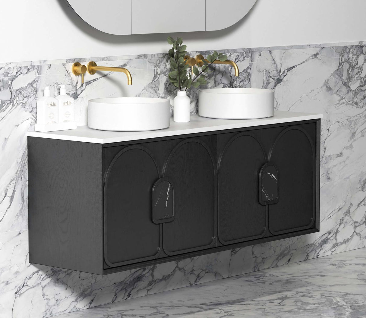 BALMORAL Mark II Wall Hung Vanity Black Oak (All Sizes)