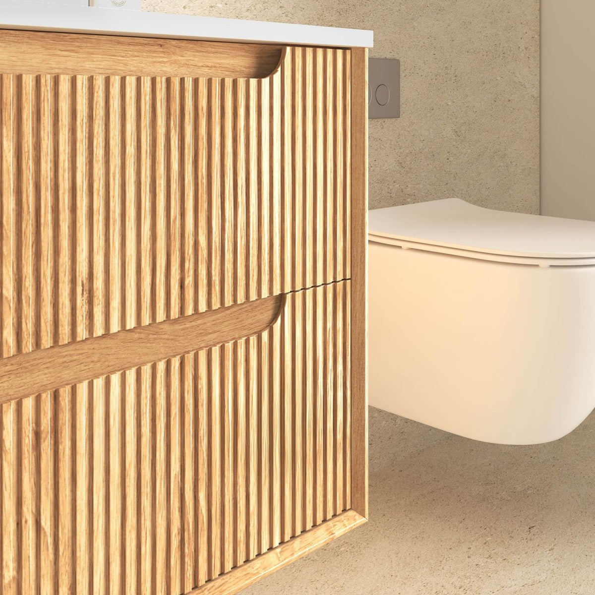 BYRON Fluted Wall Hung Vanity Woodland Oak (All Sizes)