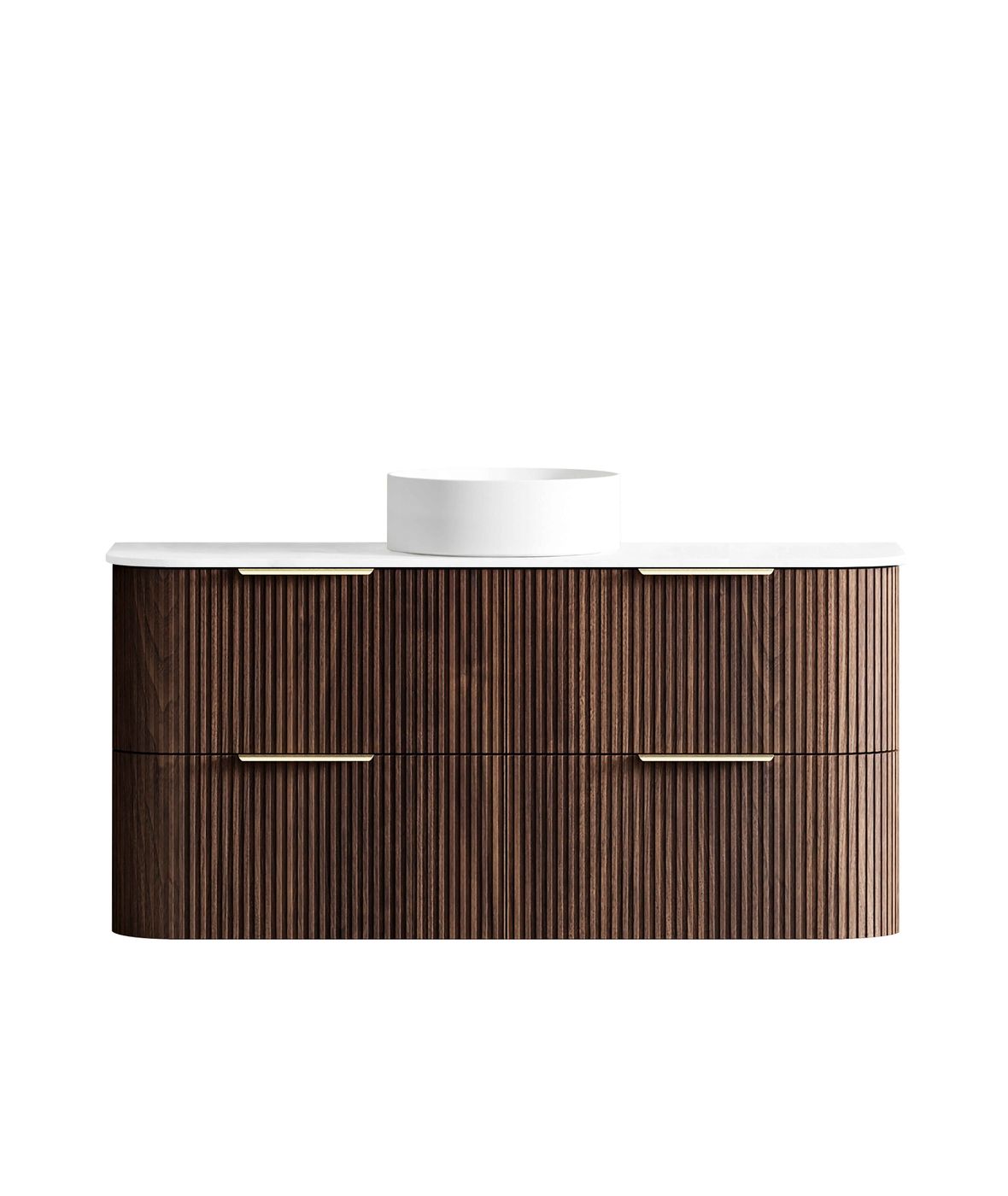 HAVANA Wall Hung Fluted Curve Vanity Sable Walnut (All Sizes)