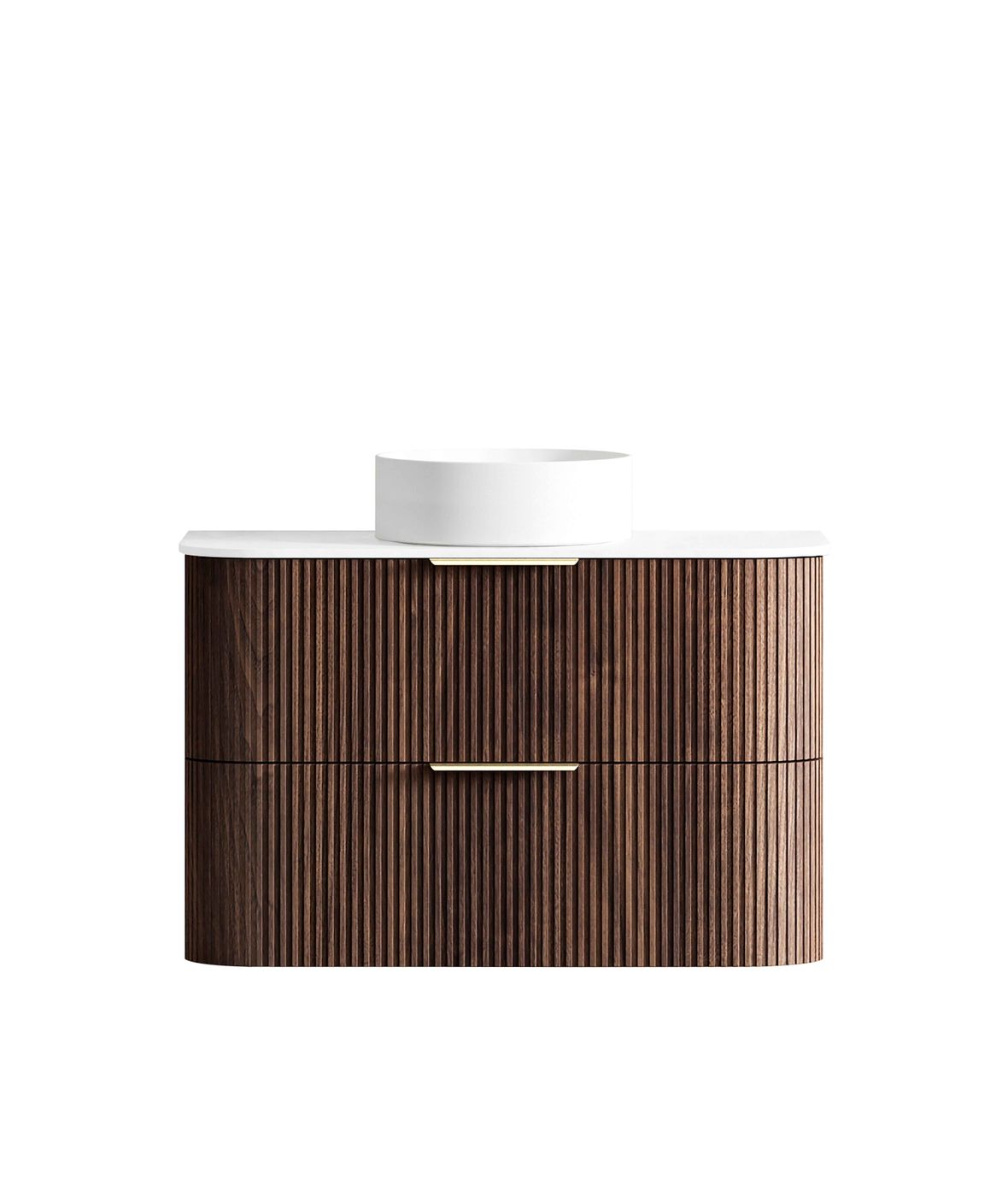 HAVANA Wall Hung Fluted Curve Vanity Sable Walnut (All Sizes)