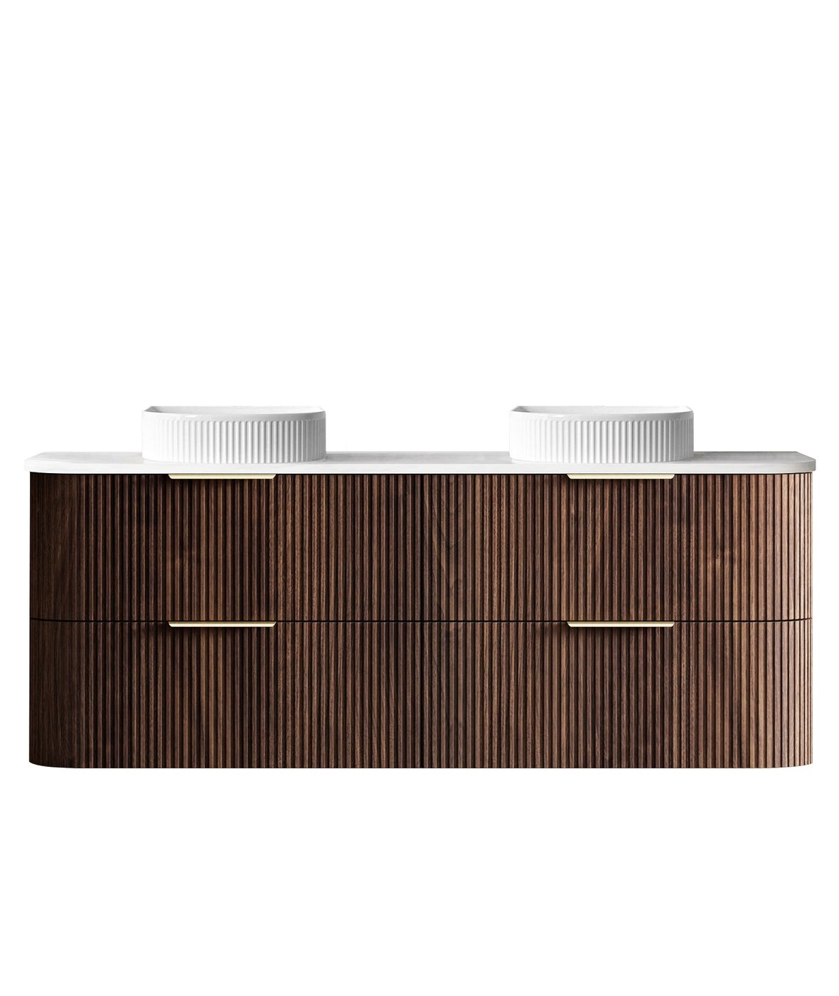 HAVANA Wall Hung Fluted Curve Vanity Sable Walnut (All Sizes)