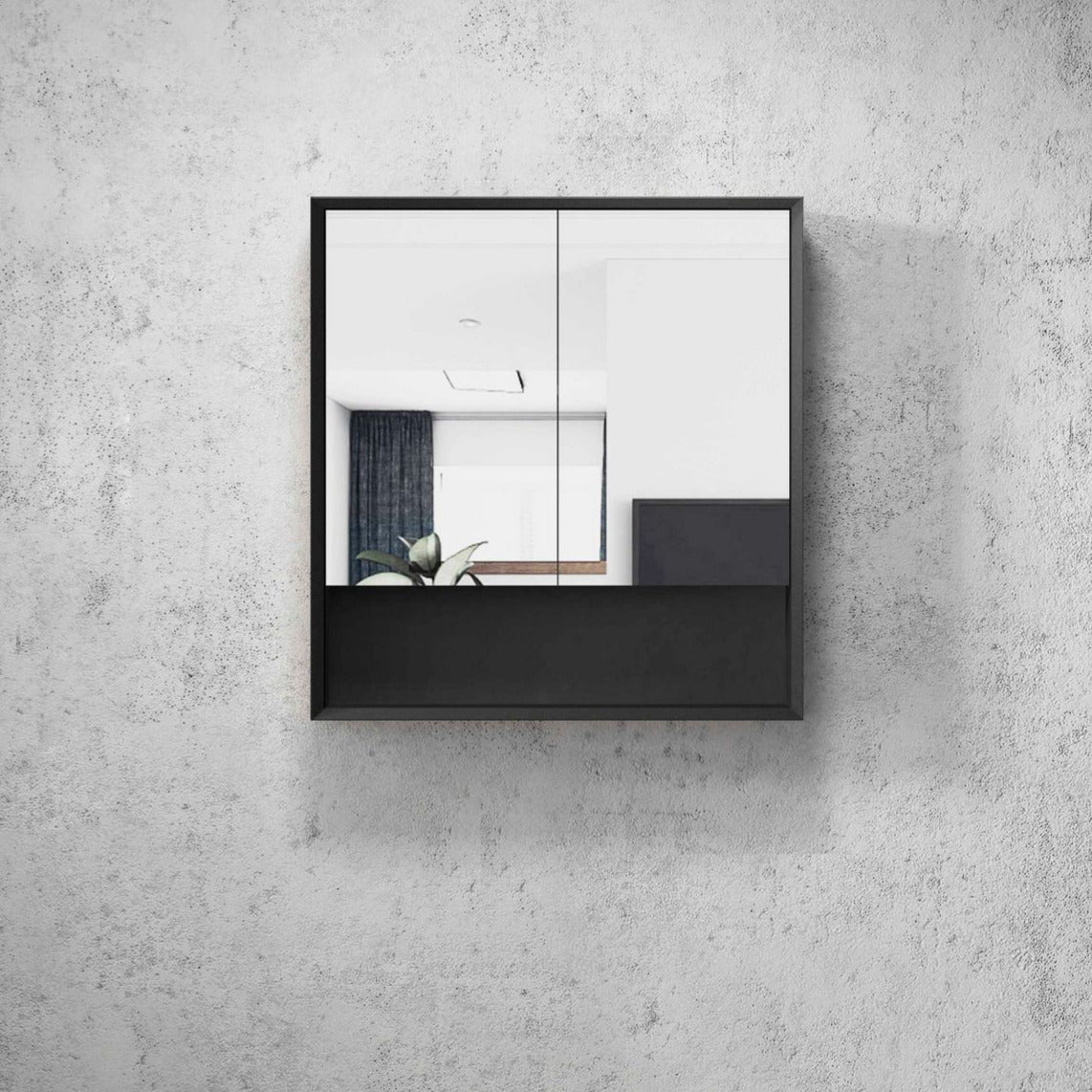 MARLO Matte Black Mirror Shaving Cabinet 750mm
