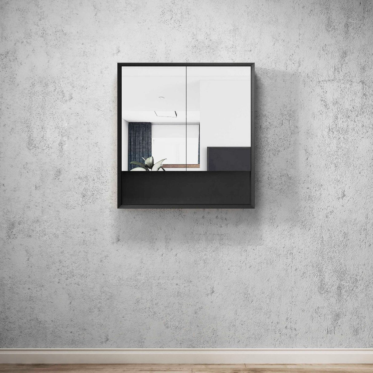 MARLO Matte Black Mirror Shaving Cabinet 750mm