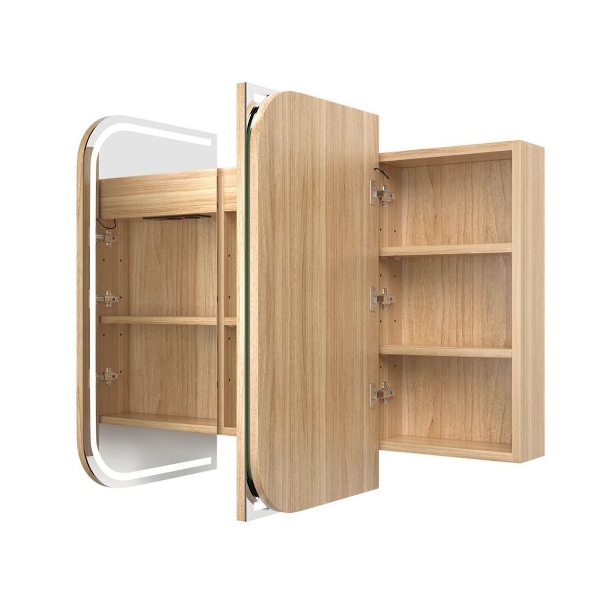 LED NEWPORT Woodland Oak Soft Square Shaving Cabinet (Optional Size)