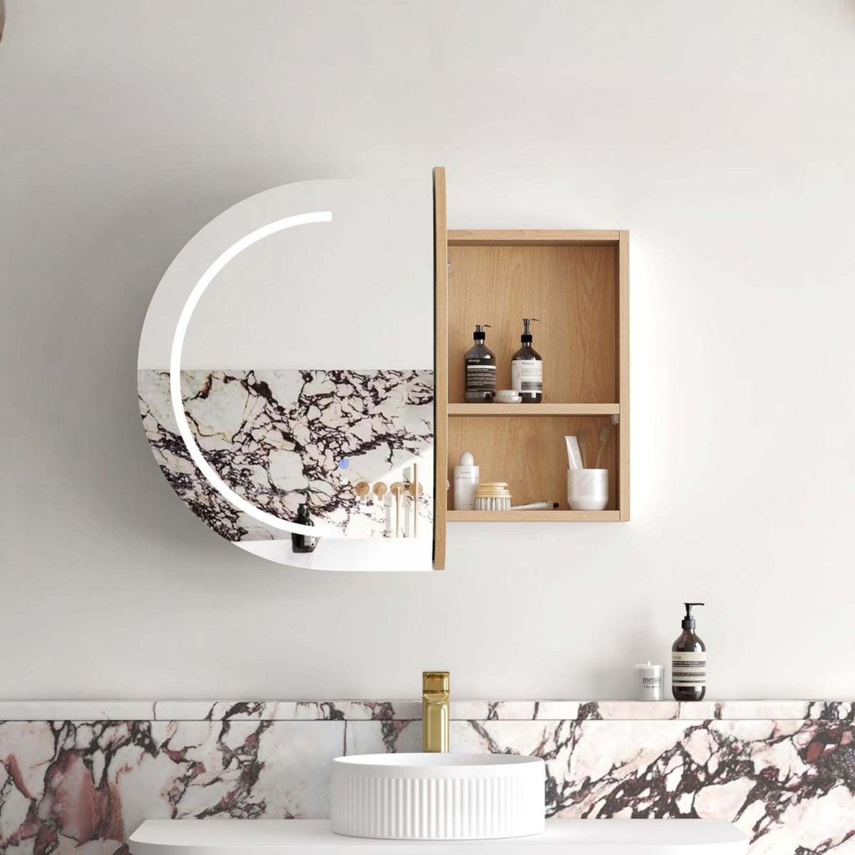 COOGEE Front-Lit LED Shaving Cabinet Woodland Oak (Optional Sizes)