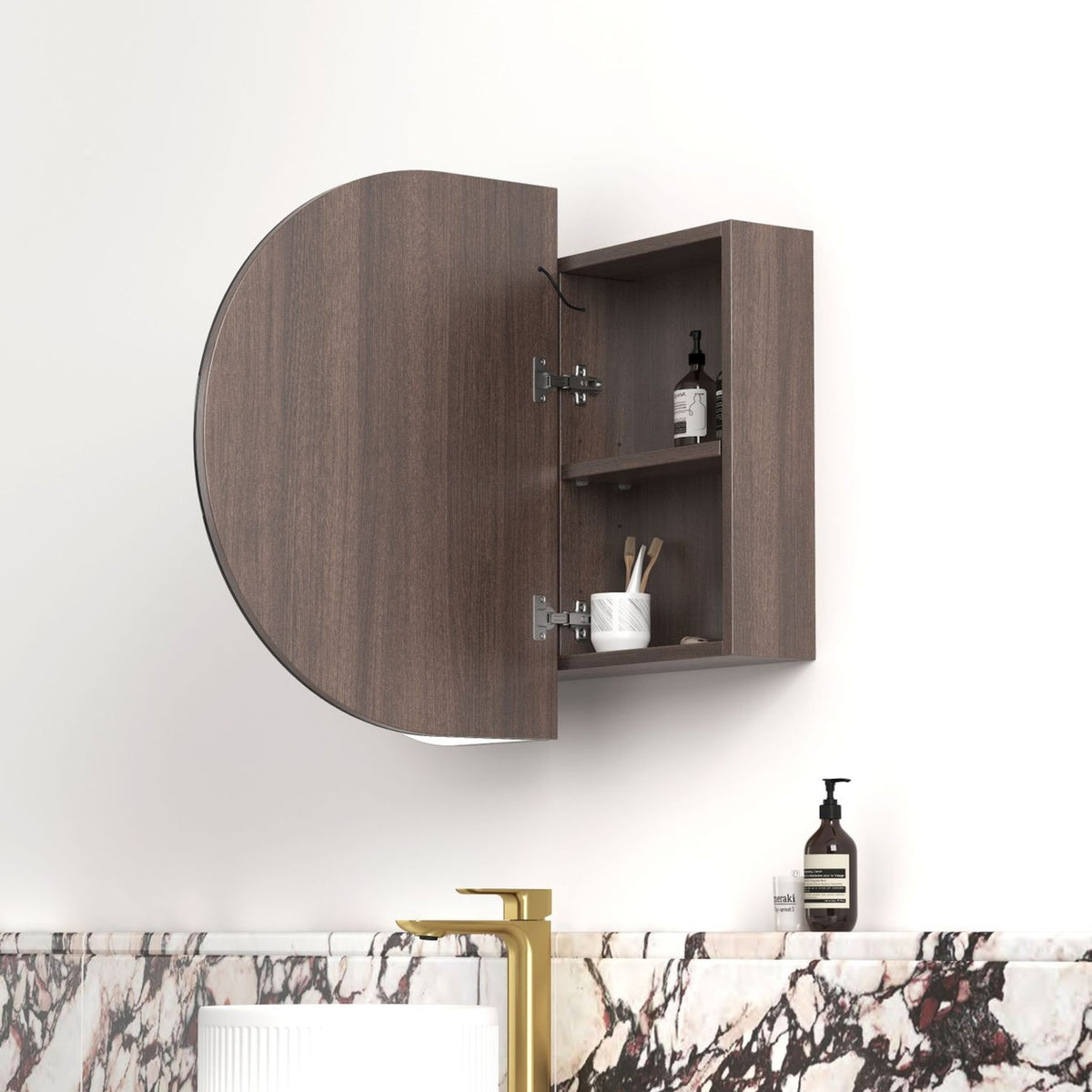 COOGEE Sable Walnut Front-Lit LED Oval Shaving Cabinet (900/1200/1500/1800mm)