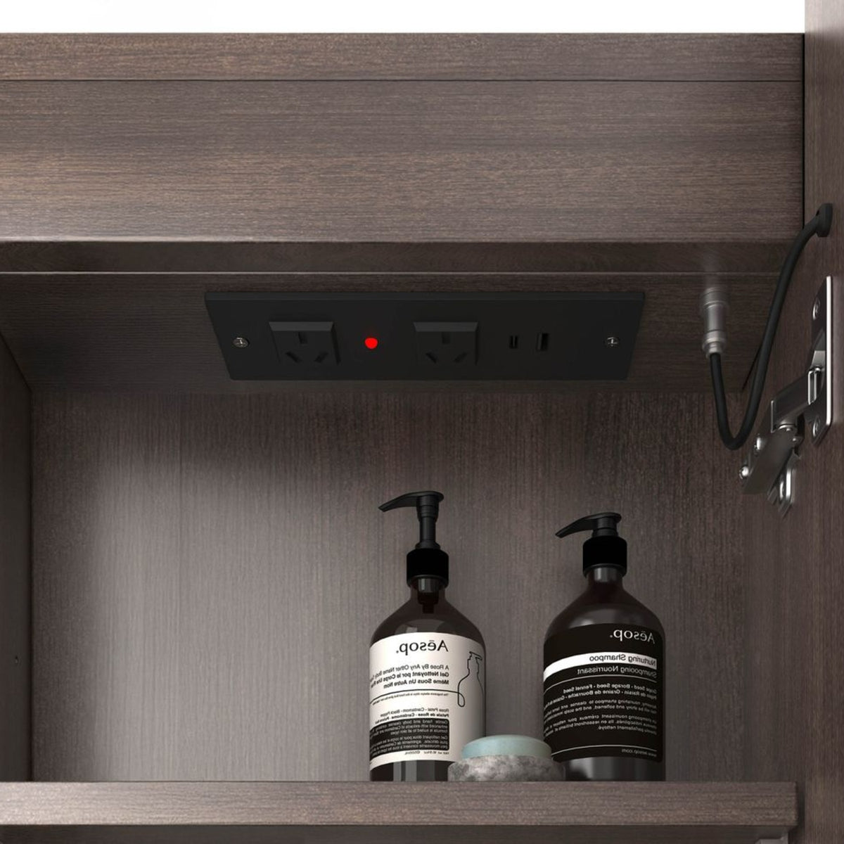 COOGEE Sable Walnut Front-Lit LED Oval Shaving Cabinet (900/1200/1500/1800mm)