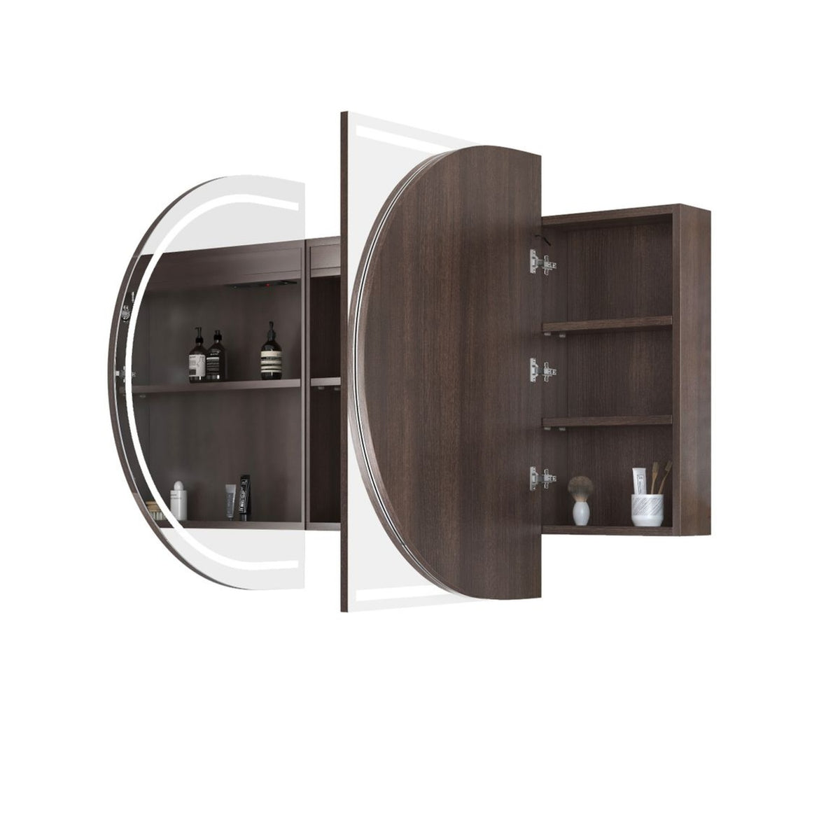 COOGEE Sable Walnut Front-Lit LED Oval Shaving Cabinet (900/1200/1500/1800mm)