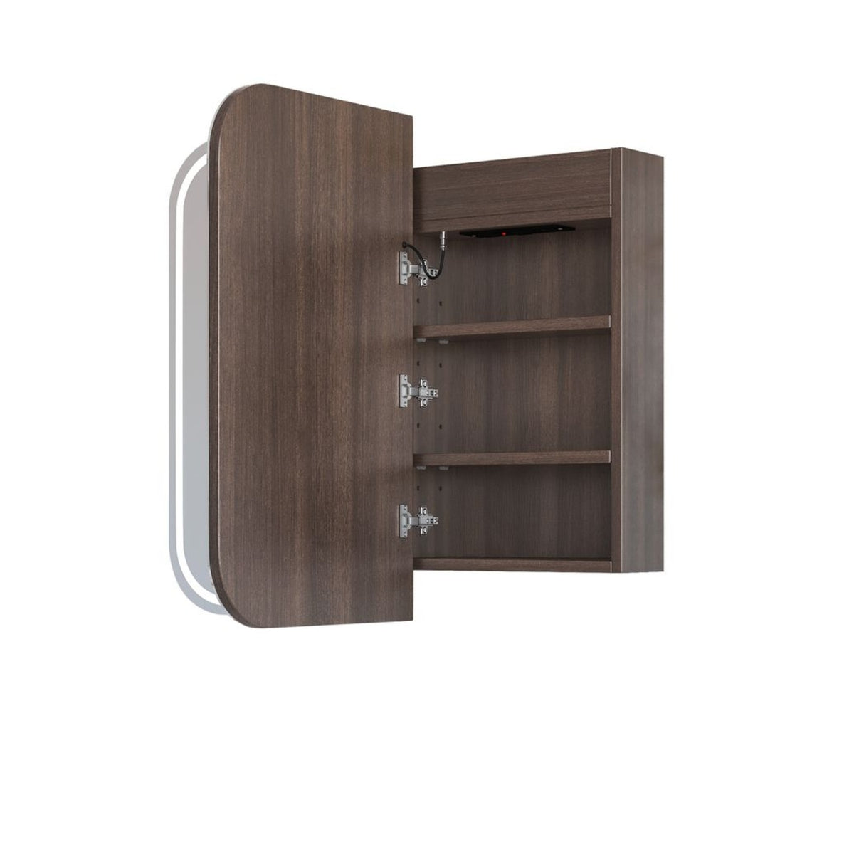 NEWPORT Sable Walnut Front-Lit LED Soft Square Shaving Cabinet (Optional Sizes)