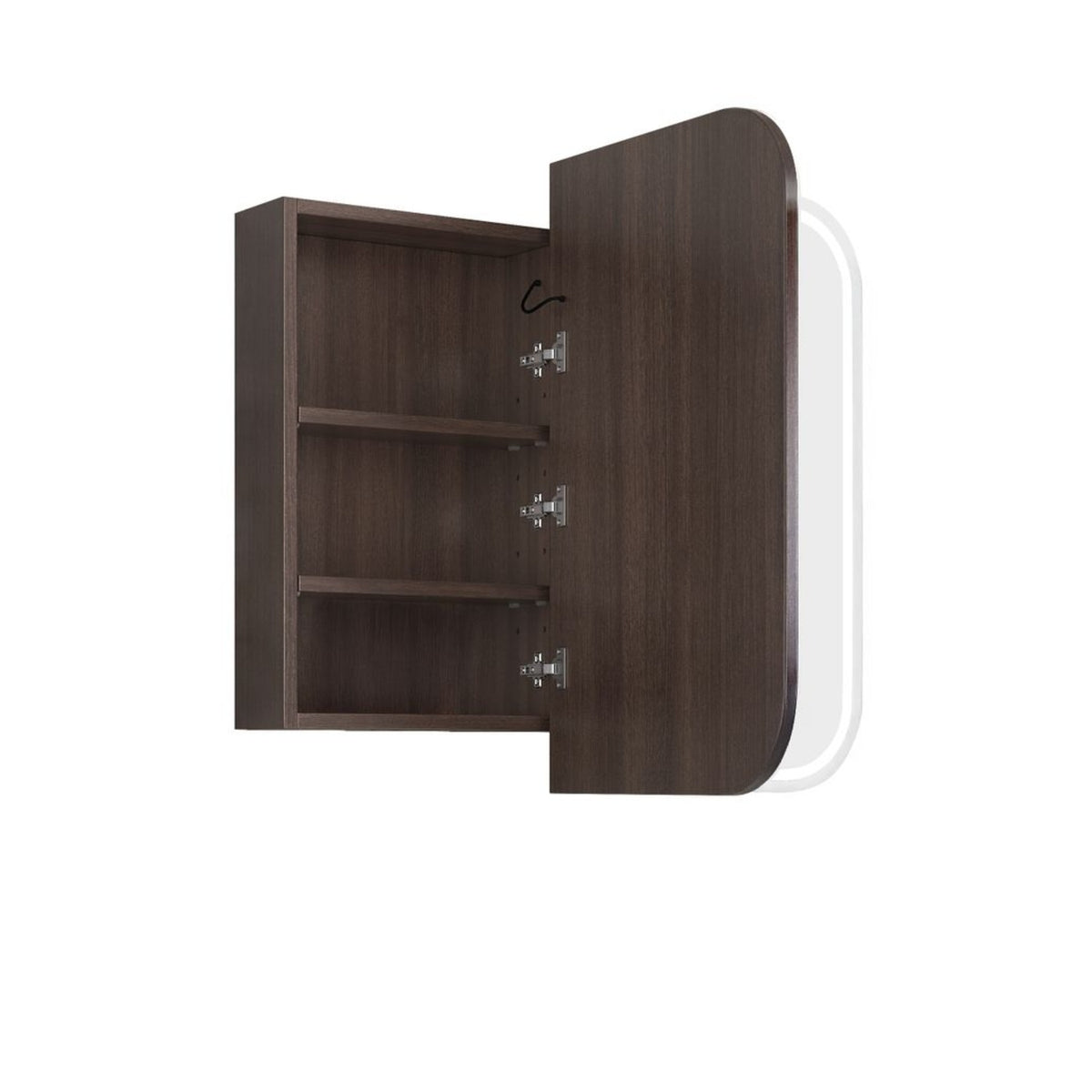 NEWPORT Sable Walnut Front-Lit LED Soft Square Shaving Cabinet (Optional Sizes)