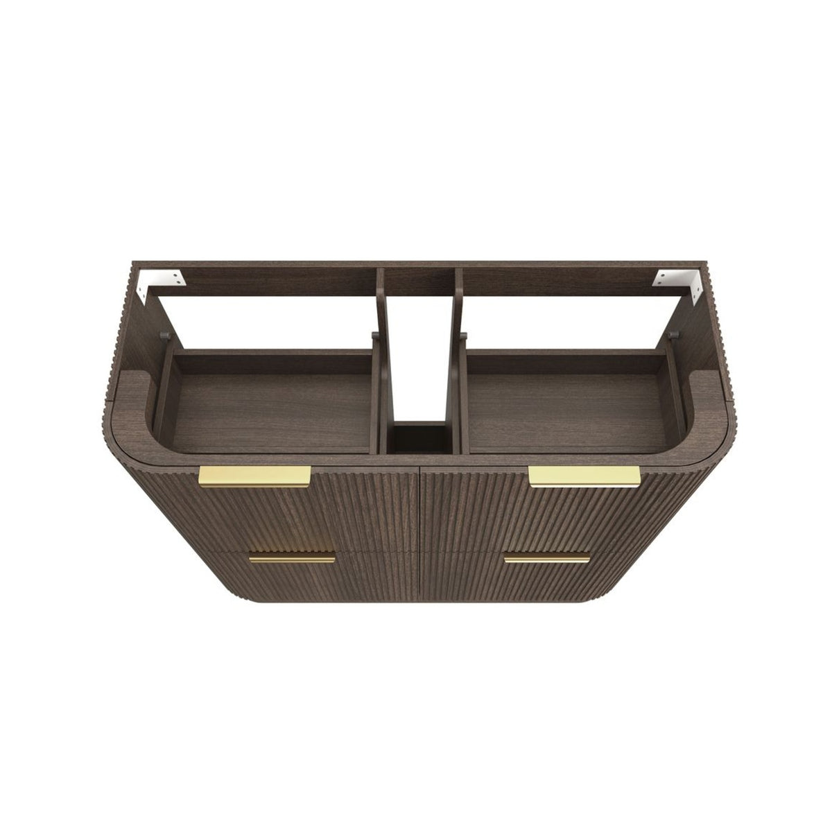 HAVANA Fluted Curved Floor Standing Vanity Sable Walnut (All Sizes)