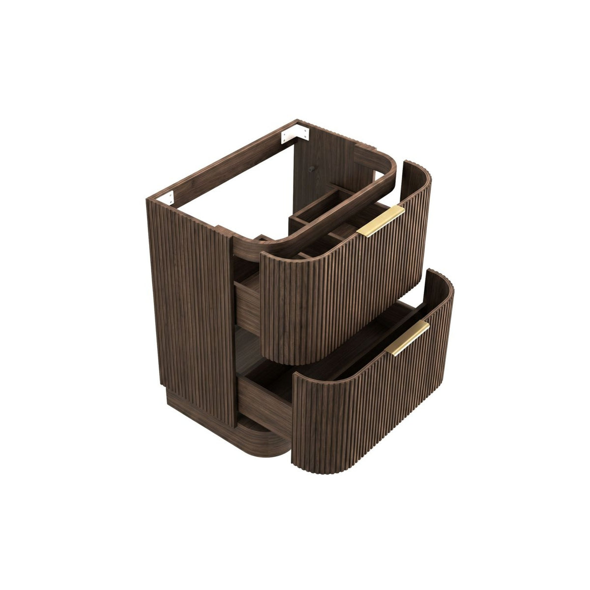 HAVANA Fluted Curved Floor Standing Vanity Sable Walnut (All Sizes)