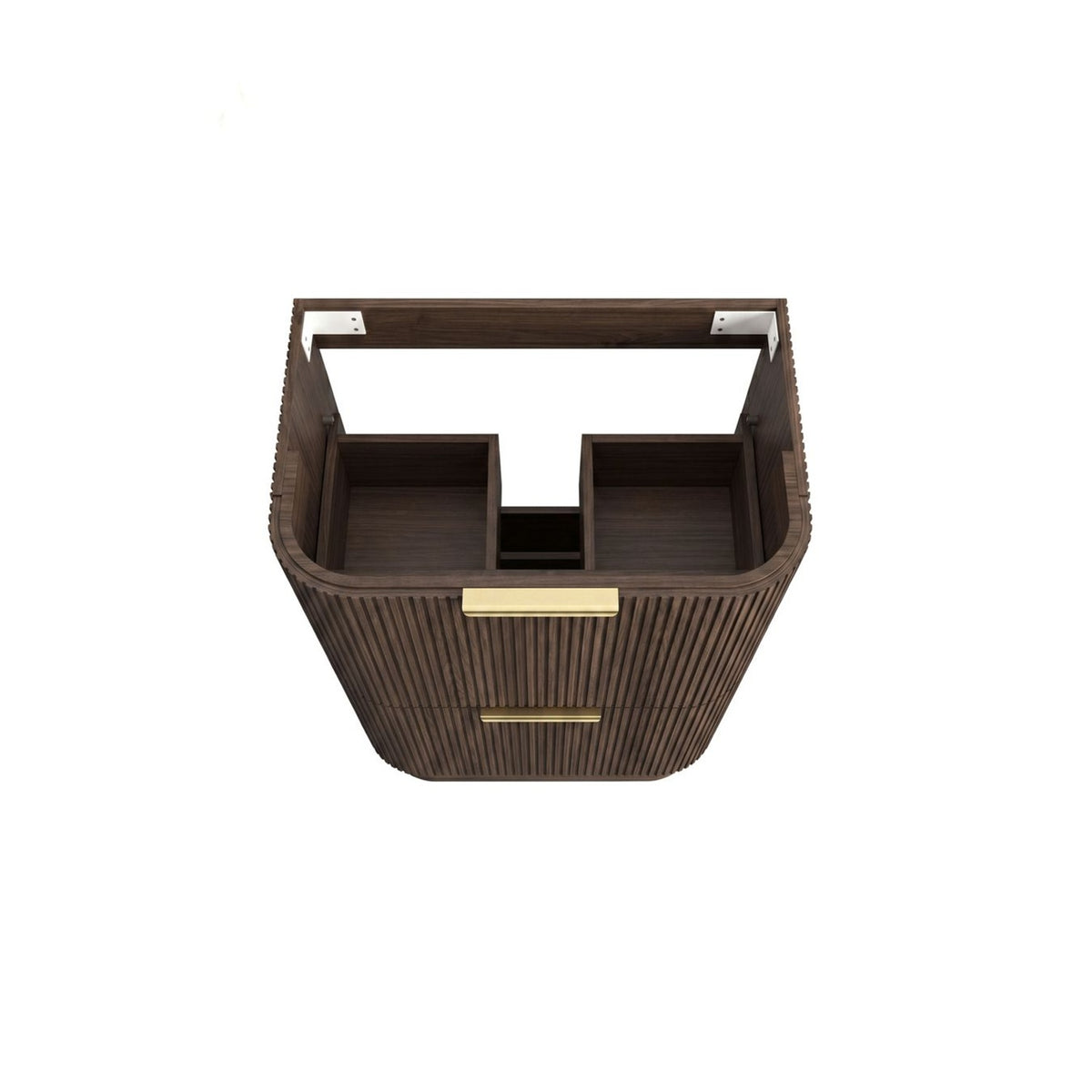 HAVANA Fluted Curved Floor Standing Vanity Sable Walnut (All Sizes)
