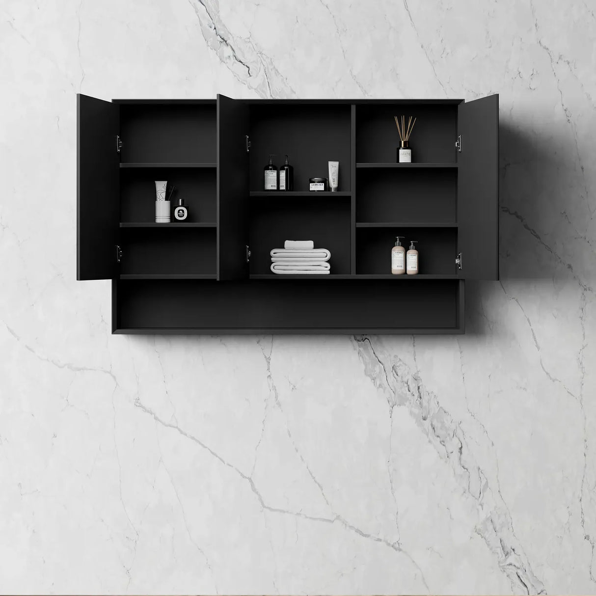 MARLO Matte Black Mirror Shaving Cabinet 1200mm